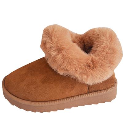 China Cushioning Dropshipping Custom Kids Logo Furry Snow Boots For Fashion Girl Designer Boots Anti Slipper Hot Shoes for sale