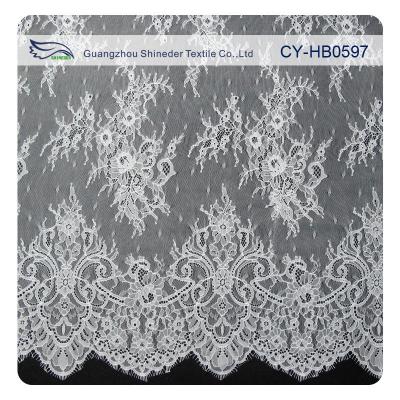 China Fashion Nylon Stretch Eyelash Ruffled Lace Trim / Embroidered Lace Fabric for sale