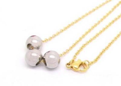 China 3 Roll Ball Chain Stainless Steel Necklace Pendants , Ladies Classic Sweet Style for sale