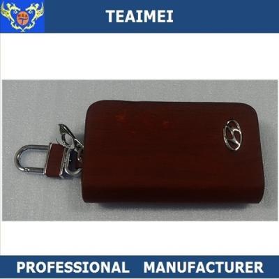 China Fashion Brown Genuine Zippered Leather Key Case Wallet For Hyundai / KIA / BYD for sale