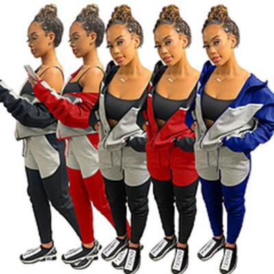 China 2021 Autumn Women's Breathable Designer Logo Zipper Hoodie Sweatshirt Pure Color Jogging Activewear Sports Sheath Long Pants 2 Piece Set for sale