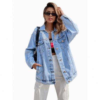 China 2021 New Arrival Autumn Collection Breathable Fashion Trending High Street Over Waist Women Short Denim Jacket for sale