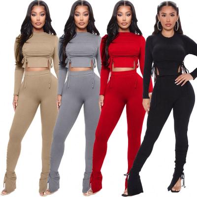 China 2021 Breathable New Stylish Tracksuit Crop Tops Sweatshirt And Jogging Sweatsuit 2 Piece Set Women Split Pants Tracksuits For Women for sale