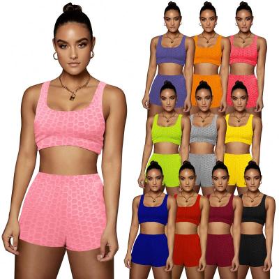 China QUICK DRY 2021 Summer Sports Suit Shorts Vest Tops Women's 2 Piece Sportswear Set Yoga Workout Set Shorts Tights for sale