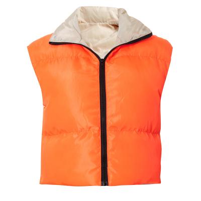 China 2021 New Fashion Women's Slim Fit Cardigan Breathable Stand Collar Contrast Color To Keep Warm And Two-wear Vest for sale