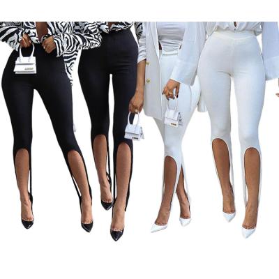 China Summer fashion hollow anti-pilling new design slim women's casual pants split step pants women's fashion for sale