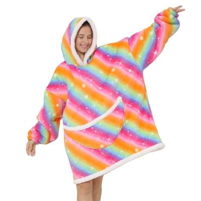 China Wholesale Viable Thick Portable Hoodie Blanket Sherpa Flannel Factory Factory Hoodie Blanket Oversized Blanket for sale