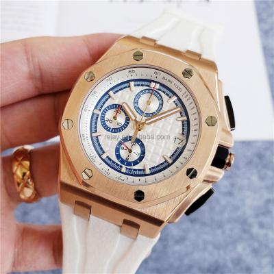 China New Day/Date Men's Quartz Tourbillon JF Clock Fashion Rose Gold Sport Diving Watch Atmospheres Waterproof Vintage Luminous Watches for sale