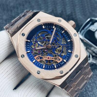 China Day/Date Oak Self-Wind Watches Automatic Mechanical Cavity Mens Skeleton Blue Rose Gold 316L Stainless Steel 42mm Business Wristwatches for sale