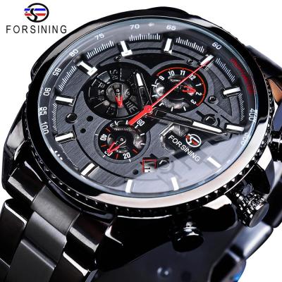 China Forsining Dial Three Week Display Class Mechanical Top Brand Automatic Luxury Military Stainless Steel Men Wristwatches Male Clock for sale