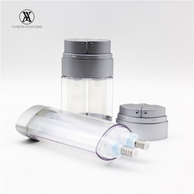 China 15mlx2 Cosmetic Body Lotion Serum Bottle Empty Luxury Acrylic Plastic Double Pump Airless Chamber for sale