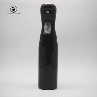 China New Design 330ml Plastic Hair Salon Hairspray Continuous Mist Spray Bottle Black For Hair Water for sale