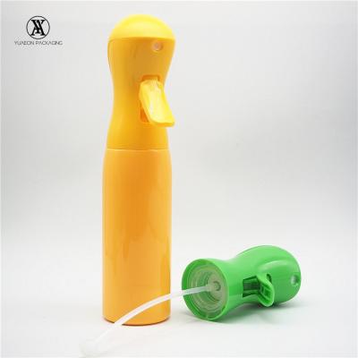 China Hairspray Wholesale 330ml Plastic Fine Mist Hair Salon Continuous Spray Bottle Yellow For Hairdresser for sale