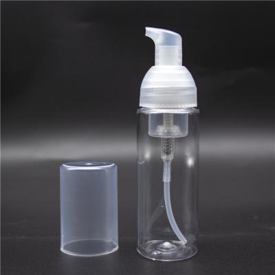 China Round Clear Empty Cosmetic Liquid Cosmetic Facial Detergent Bottle Packaging 50ml Foaming Pump Bottle for sale