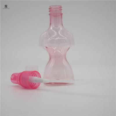 China Hot Selling PET 60ml Cosmetic Liquid Pink Body Spray Perfume Bottles Empty Fine Mist Spray Bottle Shape Plastic Bottle for sale