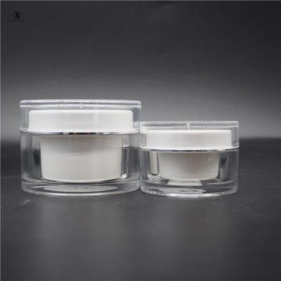 China Clear empty plastic acrylic cosmetic body lotion 10g 15g 30g 50g 100g 150g 200g double-wall 50ml 100ml cosmetic jar for sale