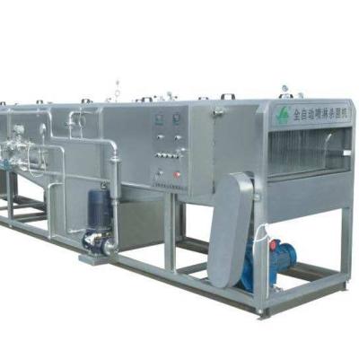 China food & Beverage Factory Water Jet Cooling Tunnel With Conveyor For Juice Filling Production Line for sale