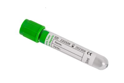 Cina 1 ml 2 ml Litio Eparina Tubi di raccolta del sangue Verde scuro Litio Eparina Tubo in vendita