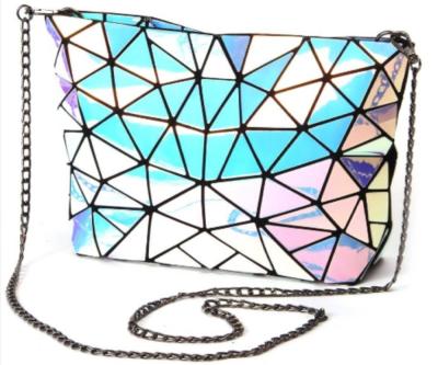 China Fashion 2021 Hot Sales PU Geometric Shoulder Cross Body Chain Shoulder Bag Purses For Women With Zipper Handbags for sale