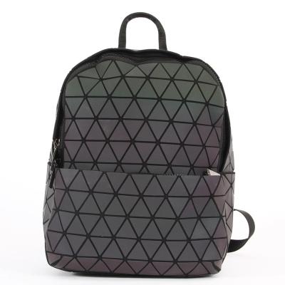 China 2021 hot sales wholesale anti-theft PU travel geometric luminous mochilas backpack school leather foldable backpack for sale