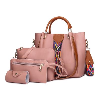 China 4pcs Fashion PU Leather Tote Shoulder Bag Big Capacity Lady Handbag Lady Leather Handbag for sale