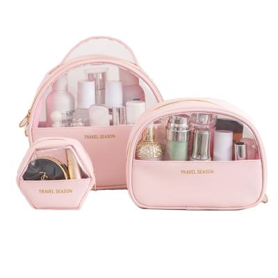 China Zipper Closure/Clear Cosmetic Bag Pink Makeup Bag PVC tpu Makeup Bag Transparent Women Cosmetic Bag Travel Organizer for sale