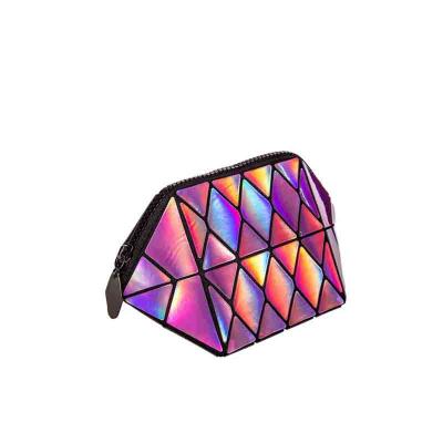 China Wholesale Custom Geometric Triangle PVC Small Makeup Case Handbag Makeup Organizer Bag Women Cosmetic Bags Travel for sale