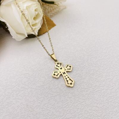 China Wholesale Custom Gold CLASSIC Cross Stainless Steel Fashion Pendant Necklace For Woman Men for sale