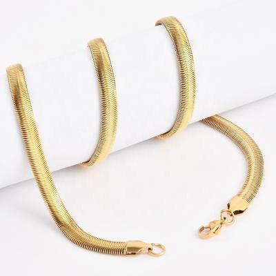 China Hiphop Factory Stainless Steel Jewelry Punk Chain Necklace PVD 18K Gold Filled Snake Chains for sale