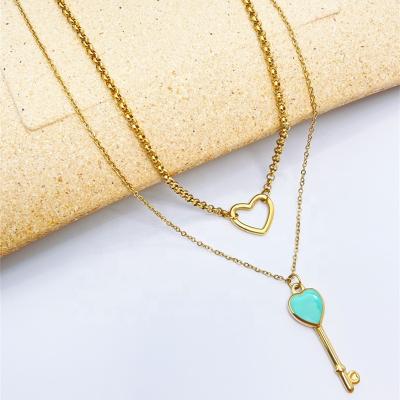 China CLASSIC High Quality Delicacy Enamel Key Women Stainless Steel Chain Stainless Necklace Pendant For Party for sale