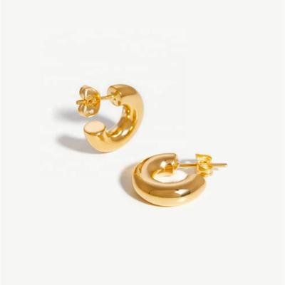 China CLASSIC Fashion Jewelry Gold Plated Stainless Steel Chubby Chunky Hoop Earrings For Women for sale