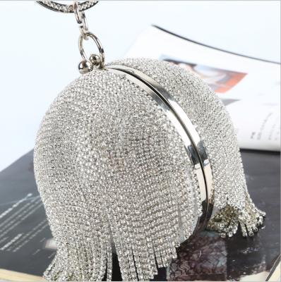 China Fashion hot sale high quality wedding ladies bridal diamante pearl box dinner purse evening beaded ball shaped clutches bags for sale