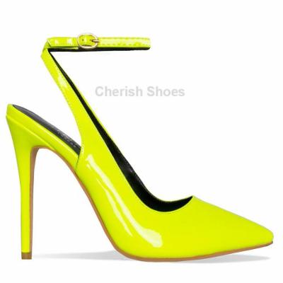 China 2019 New Fashion Fashionable Light High Heels Ladies Court Shoes Neon Wedding Pointed Toe Women Sandals Open Heel Shoe Buckle Cross Straps Pumps for sale