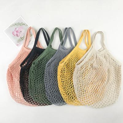 China 100% Washable Cottons Eco-friendly Mesh Net String Organic Organizer Tote Shopping Bag With Handbag Handle for sale