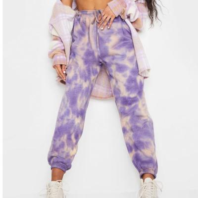 China Print Sport Wear Women Pants Cotton Tie Dye Blend Color Pocket Breathable Custom Joggers For Women for sale