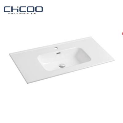 China Latest Edge Factory Chaozhou Table Top Washroom Cabinet Ceramic Sinks Modern Rectangular Slim Bathroom Basin for sale