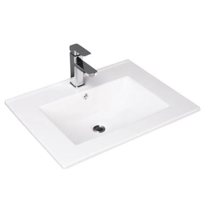 China Wholesale Modern Wash Basin Countertop Modern Cabinet Design 610 Slim Edge Ceramic White Sink for sale