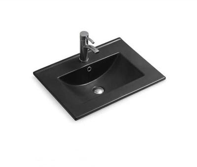 China Modern European Ceramic Wash Basins 610 Slim Edge Cabinet Design Ceramic Countertops Matte Black Sink for sale