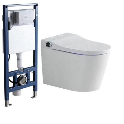 China Concealed White Smart Cistern Europe Style Packing Modern Sanitary Ware Clever Complete WC Set Wall Hung Smart Toilet With Cistern for sale