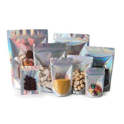 China Food Grade Holographic Stand Up Pouches for Food Packaging with Zipper for sale