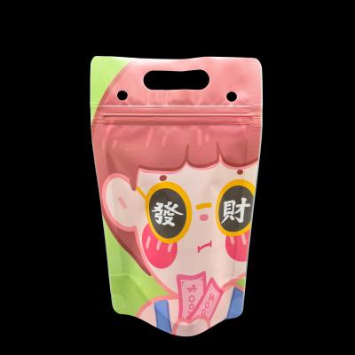 China Eenzijdige heldere stand-up drinktas met rits en hangende gaten Strawholes voor volwassenen Kinderen Iced Drinks Bags Te koop