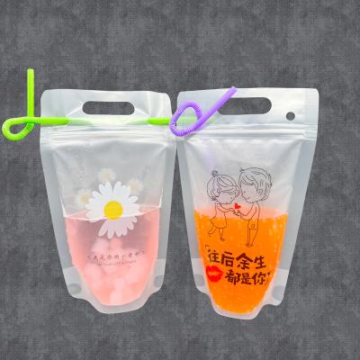 China Custom Design Party Personalisierte Trinktasche Stehen Sie auf Trinktaschen für Alkohol Saft Eis Smoothies Trinken zu verkaufen