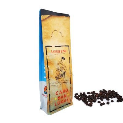 China 500 grams 1.1 LB Matte Flat Bottom Pouches Bag with Tear Off Zipper for Coffee Beans Packaging for sale