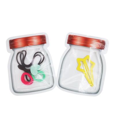 China Custom Design Storage Jar Shape Translucent Standing Up Ziplock Heat Seal Bags for Food, Candy, Snack, Cookie Packaging for sale