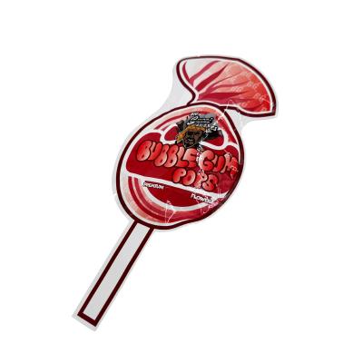 China Herz-Süßigkeiten Lollipop Die Cut Form Wiederverwendbar Flat Mylar Reißverschluss Taschen für Süßigkeiten Blumen Blätter zu verkaufen