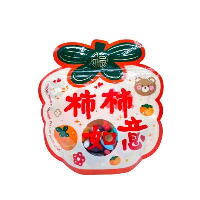 China Bolsas de colocação personalizadas em forma de framboesa laranja com fechadura por fechadura de fechadura com janela clara e parte inferior para embalagem de lanches para crianças à venda