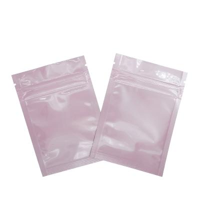 China Custom Printed Smell Proof Light-proof Pink Flat Resealable Mylar Bags Foil Pouch with Zipper for Food, Facial Mask for sale