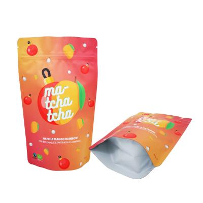 China Diseño de arco iris elegante mat foil de revestimiento de plástico Stand Up bolsas personalizadas con cierre de cremallera para el polvo de mango Matcha en venta