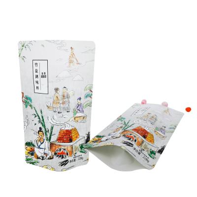 China Papel blanco laminado de papel aluminio Stand up bolsas de alimentos reutilizables para especias aperitivos alimentos envases de sal en venta