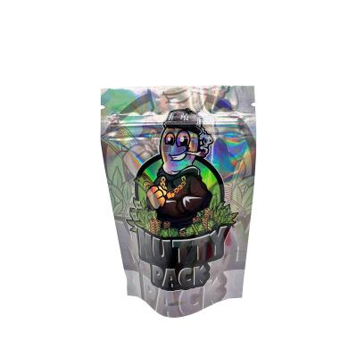 China Custom Digitaal Gedrukt Aluminium Folie Gecoat Stand Up Hologram Pouch Met Zipper Voor Bloem, Onkruid, Kruid, Koekjes Pack Te koop